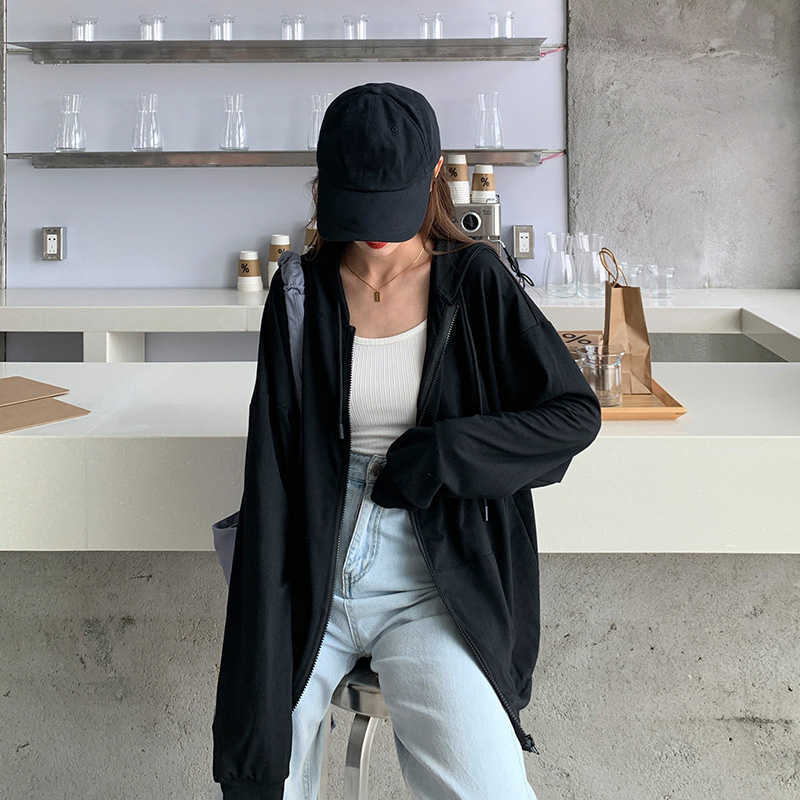 Women Sweatshirt Jacket Winter Clothes Female Zip Up Oversize Hoodies Casual Loose Black Brown Hoodie Vintage Fleece Pullover 210910