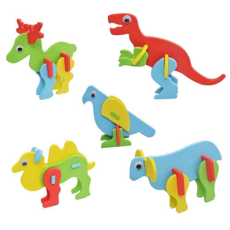Eva Foam 3D Puzzle Toy Miniature Model Homeanimal furniture house aircraft DIY Assembly For Development Kid Ability