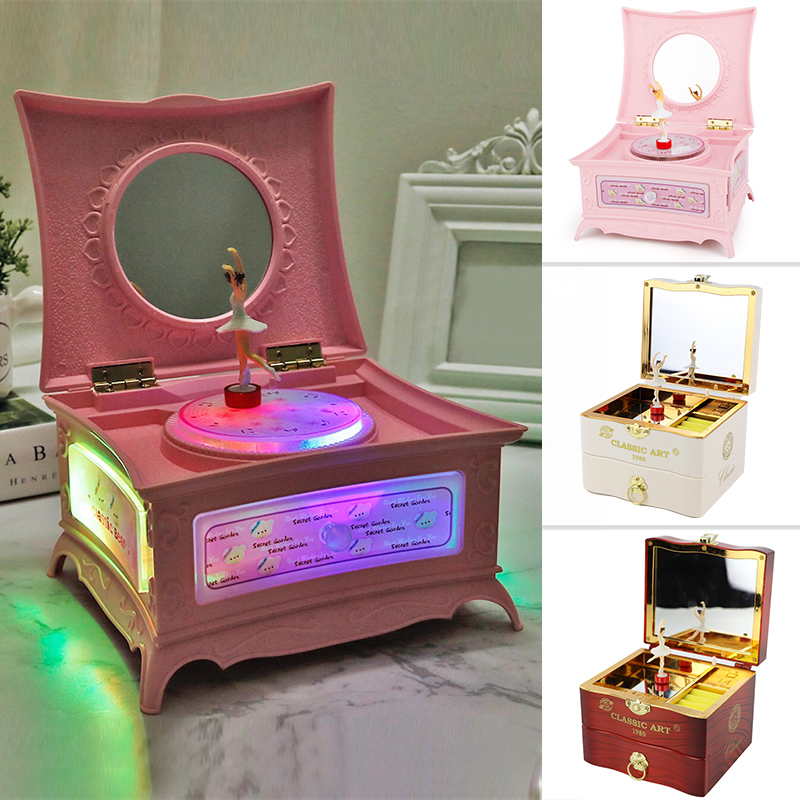 Classic Rotating Dancer Ballerina Piano Music Box Clockwork Plastic Jewelry Box Girls Hand Crank Music Mechanism Christmas Gift 218352276