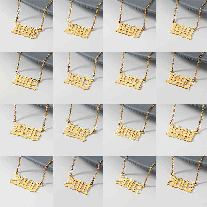 The 1990039s Women Birthday Necklace Number Year 1990 1991 1992 1993 1994 1995 1996 1998 1999 Gold Vintage Necklace Gift Y12043103