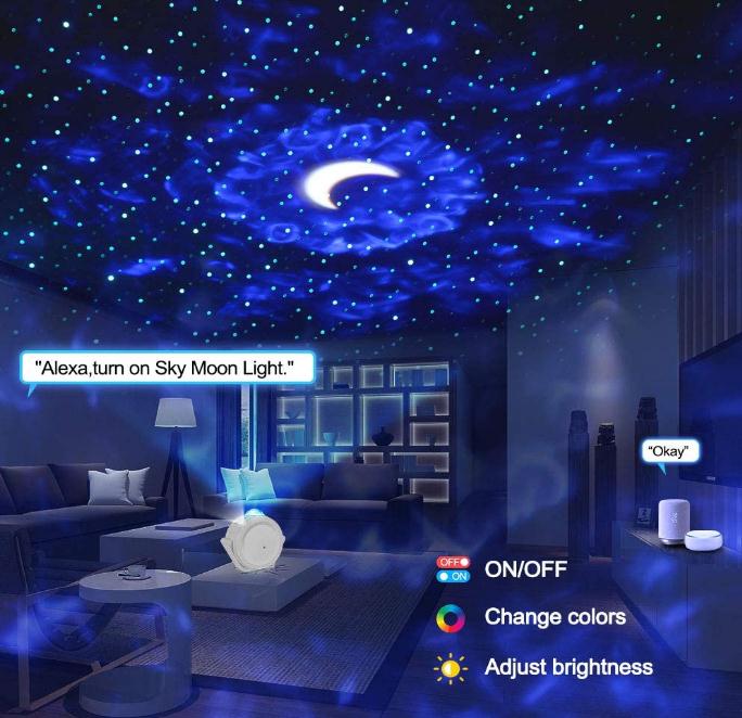 Star Projector Night Light Galaxy Projector Light Smart Life Work with Alexa Home Ocean Wave Night Sky Projector Star Lights for Party& Kids