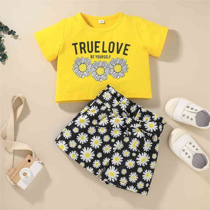 Summer Children Sets Short Sleeve O Neck Print Floral T-shirt Daisy Shorts Cute Girl Clothes 18M-6T 210629, Black
Summer Children Sets Short Sleeve O Neck Print Floral T-shirt Daisy Shorts Cute Girl Clothes 18M-6T 210629, Black