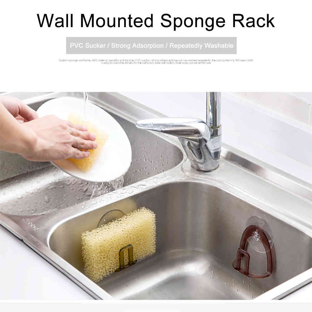 Wall Mounted Sponge Holder Hook Bathroom Drain Rack Sponge Soap Stand Sink asphalt sponge storage rack