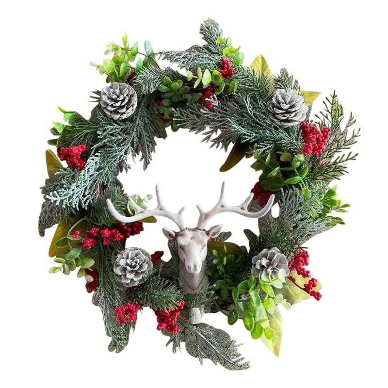 Decorative Flowers & Wreaths Antlers Design Artificial Christmas Wreath Green Crestwood Spruce White Lights Berry Clusters Frosted Branches
Decorative Flowers & Wreaths Antlers Design Artificial Christmas Wreath Green Crestwood Spruce White Lights Berry Clusters Frosted Branches