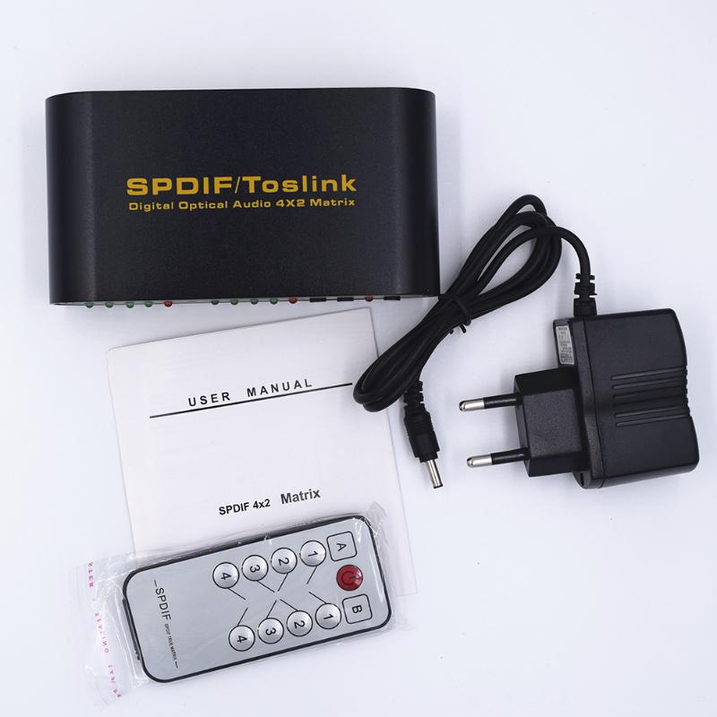 TOSLINK Optical Digital Audio 4x2 True Matrix + Remote Control 4 Inputs 5V Power Adaptor Computer Cables & Connectors
TOSLINK Optical Digital Audio 4x2 True Matrix + Remote Control 4 Inputs 5V Power Adaptor Computer Cables & Connectors