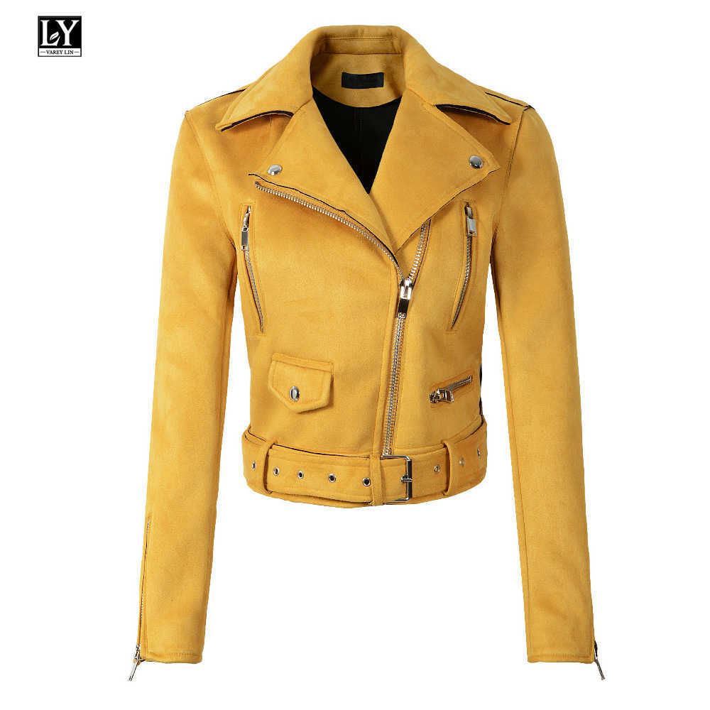 Ly Varey Lin Women Suede Motorcycle Jacket Army Green Turn-down Collar Short Design Zipper Soft Faux Leather Female Punk 210526, Black 
Ly Varey Lin Women Suede Motorcycle Jacket Army Green Turn-down Collar Short Design Zipper Soft Faux Leather Female Punk 210526, Black