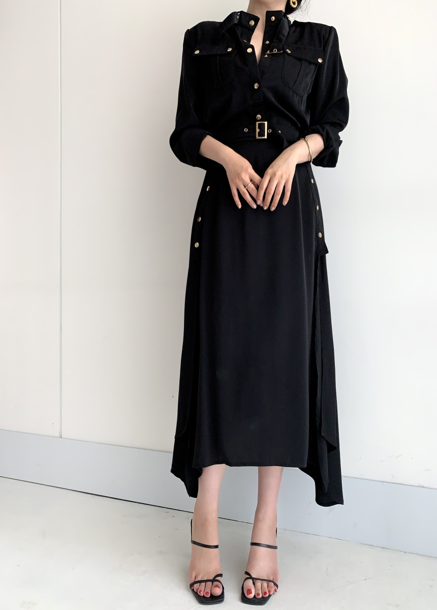 Women's Autumn Shirt Dresses High Waist Full Sleeve Casual Pocket Sexy Split Tie Up Long Vestidos 210520