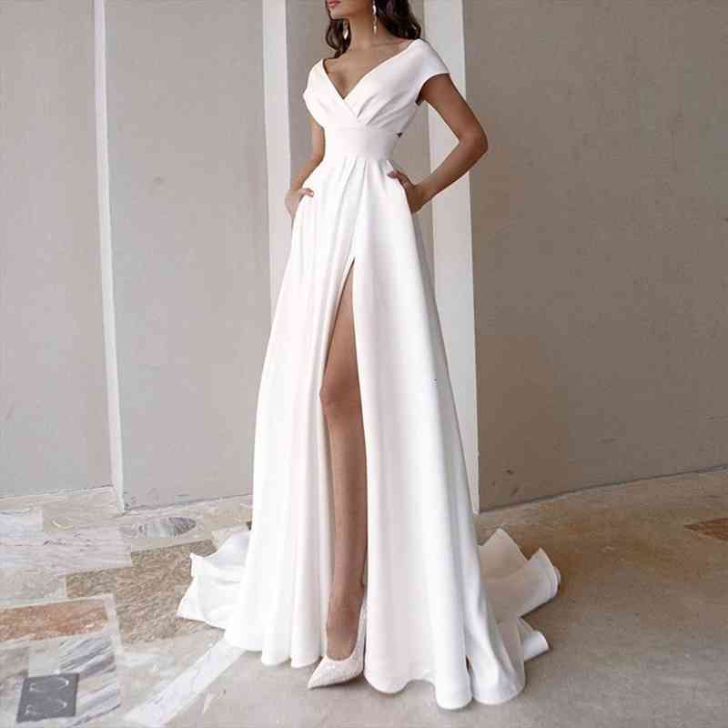 elegant explosion v neck womens dress party white high waist side split floor length with pockets for banquet summernew, Black;gray
elegant explosion v neck womens dress party white high waist side split floor length with pockets for banquet summernew, Black;gray
