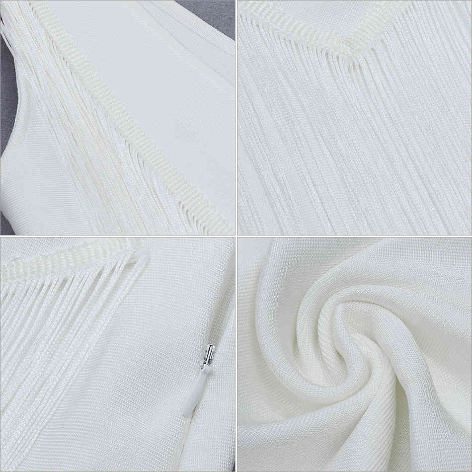 Summer White Fringe Bandage Dress Women Sexy Backless Bodycon Tank Club Night Out Celebrity Party Vestidos 210423