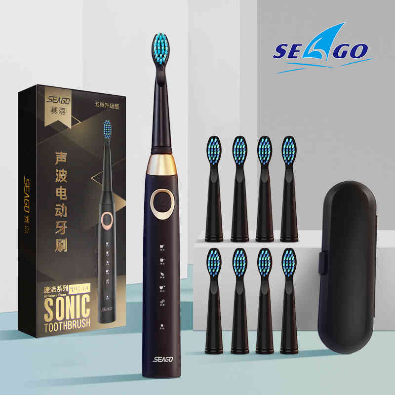 Seago Sonic Electric Toothbrush USB Rechargeable 5 Modes Smart Ultrasonic Toothbrushes Travel Case Oral Care Brush 8 Teeth Heads Q0508
Seago Sonic Electric Toothbrush USB Rechargeable 5 Modes Smart Ultrasonic Toothbrushes Travel Case Oral Care Brush 8 Teeth Heads Q0508