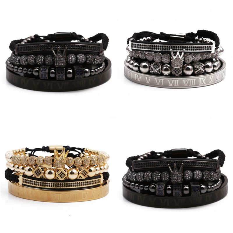 Luxury Gold Braided Adjustable Bracelet Men Male Beads Crown Black Zircon Charm Stainless Steel Jewelry Gift Valentine's Day 2704 Q2
Luxury Gold Braided Adjustable Bracelet Men Male Beads Crown Black Zircon Charm Stainless Steel Jewelry Gift Valentine's Day 2704 Q2