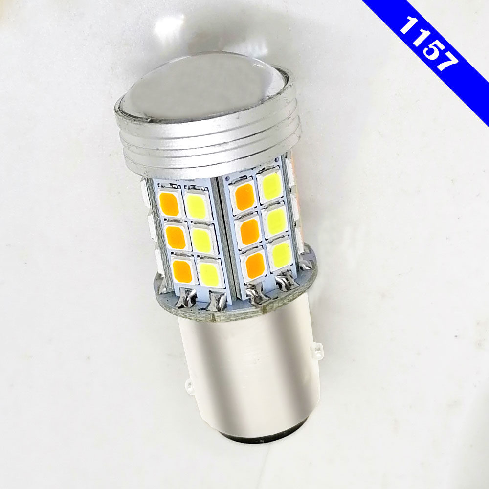 T25 3157 1157 7443 LED Bulb Car Turn Signal Brake Dual Color Light 45SMD 2835LED Auto Driving Turning Lamp 12V White Yellow