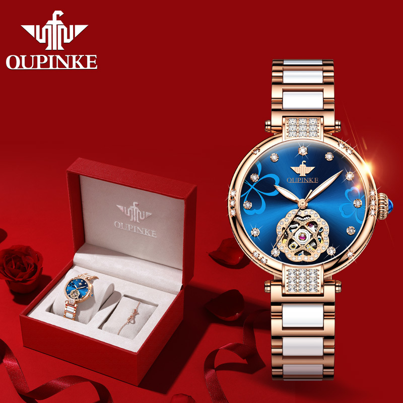 New OUPINKE Women Watches Luxury Brand Automatic Mechanical Watch Fashion Ceramic Strap Ladies Wrist Watch relogio feminino 210325, Rose gold blue
New OUPINKE Women Watches Luxury Brand Automatic Mechanical Watch Fashion Ceramic Strap Ladies Wrist Watch relogio feminino 210325, Rose gold blue