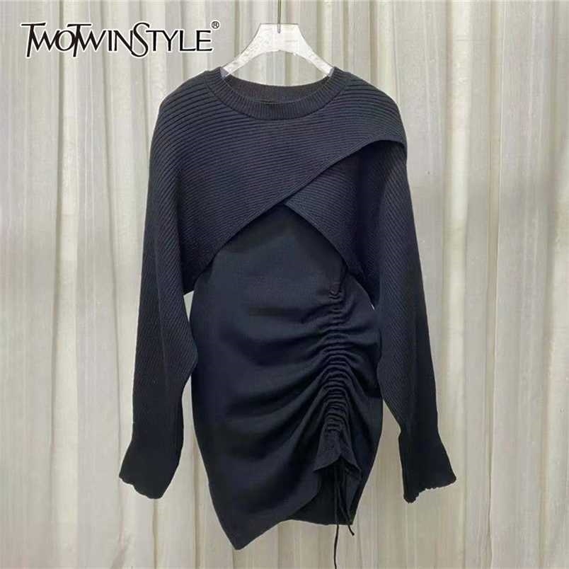 TWOTWINSTYLE Sexy Knitted Two Piece Set For Women O Neck Long Sleeve Short Tops High Waist Drawstring Mini Dresses Female Sets 211109, Gray
TWOTWINSTYLE Sexy Knitted Two Piece Set For Women O Neck Long Sleeve Short Tops High Waist Drawstring Mini Dresses Female Sets 211109, Gray