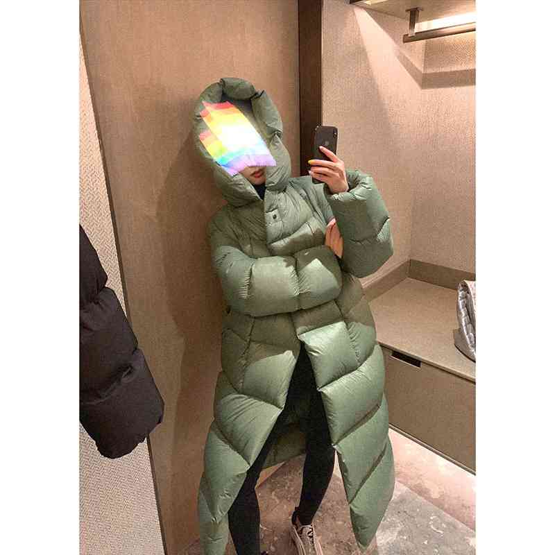 Book European winter clothes new women's white duck loose long knee hooded down thickened jacket, Black
Book European winter clothes new women's white duck loose long knee hooded down thickened jacket, Black