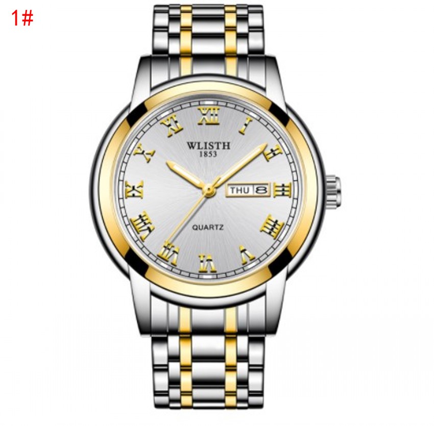 2021 Business Men's Watch Gold Watch Dual Calendar Waterproof Quartz Steel Strap Non-Mechanical Men's Watch, Black
2021 Business Men's Watch Gold Watch Dual Calendar Waterproof Quartz Steel Strap Non-Mechanical Men's Watch, Black