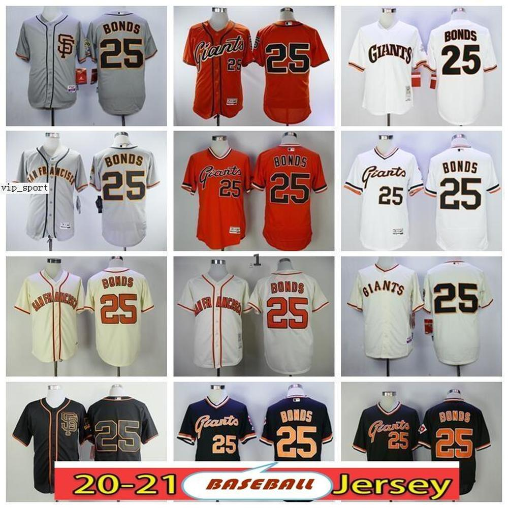 25 Barry Bonds SF Giants Black Grey Orange White Best Quality Full Embroidery Logos Cool Base Flex Base Baseball Jerseys 001 от DHgate WW