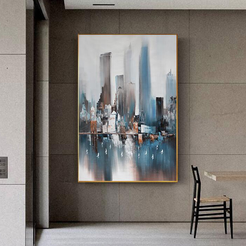 Nordic Poster Abstract City Wall Decorations Oil Painting Home Decor Art Cuadros Print Canvas Painting For Living Room Unframed