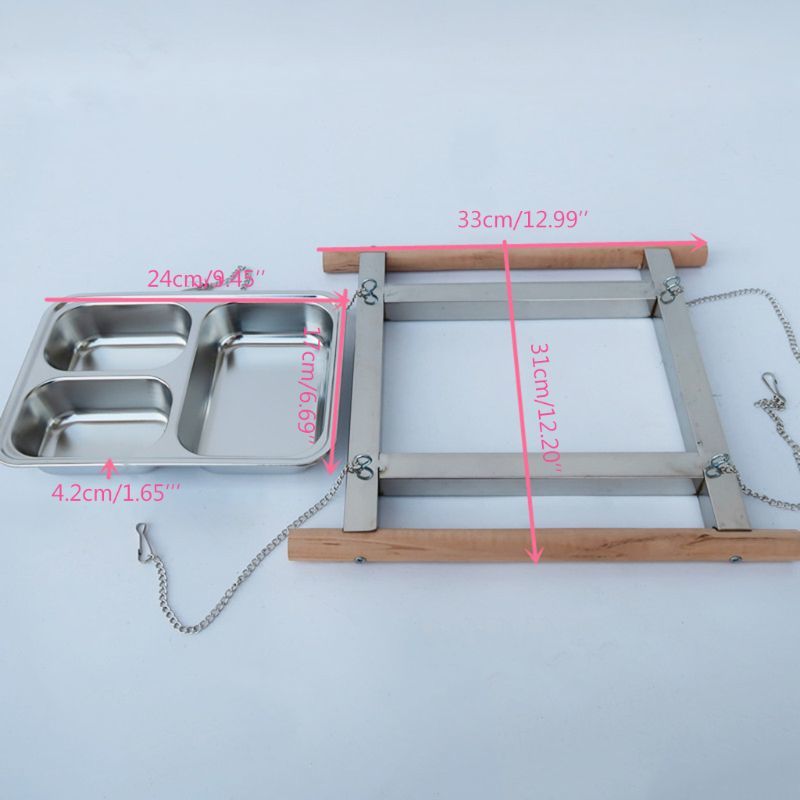 Knoping Rvs Bird Feeder Cup Papegaai Kooi Food Water Come Feeding dish