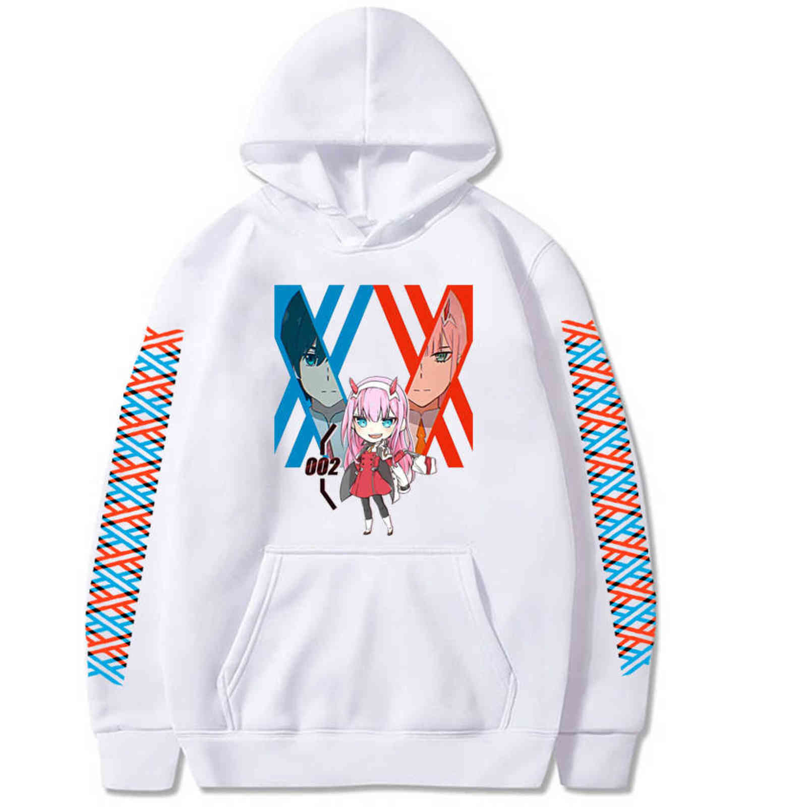 Darling In The Franxx Anime Harajuku Zero TWO Beautiful Girl Print Hoodie Men Tops Loose Autumn Winter Sweatshirt Hoody Hoodies Y1120
