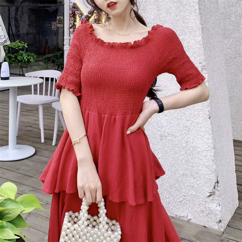 Vintage Off The Shoulder Dress White Korean Style Long Chiffon Elegant Womens es Casual Summer 210428