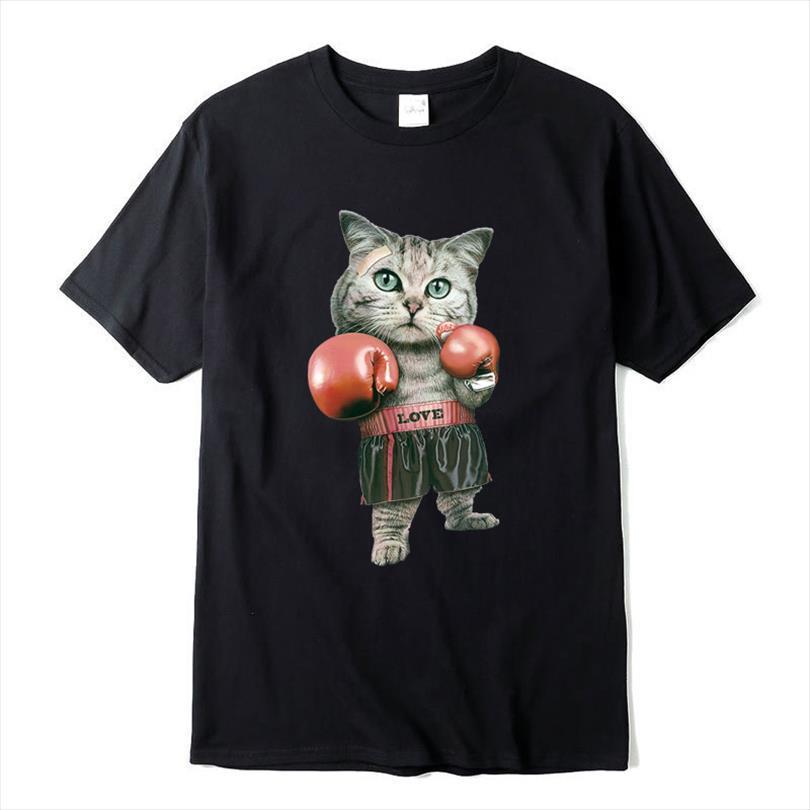 xin yi quality cotton funny men t shirts boxing cat printing cool male tee, White;black
xin yi quality cotton funny men t shirts boxing cat printing cool male tee, White;black