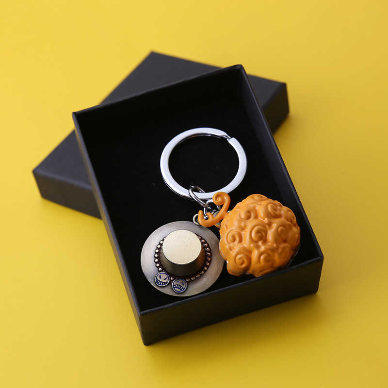 One Piece Keychain Metal Ace Law Devil Fruit Key Chain Pendant Key Ring Key Holder Anime Car Accessories Chaveiro Charm llaveros G1019