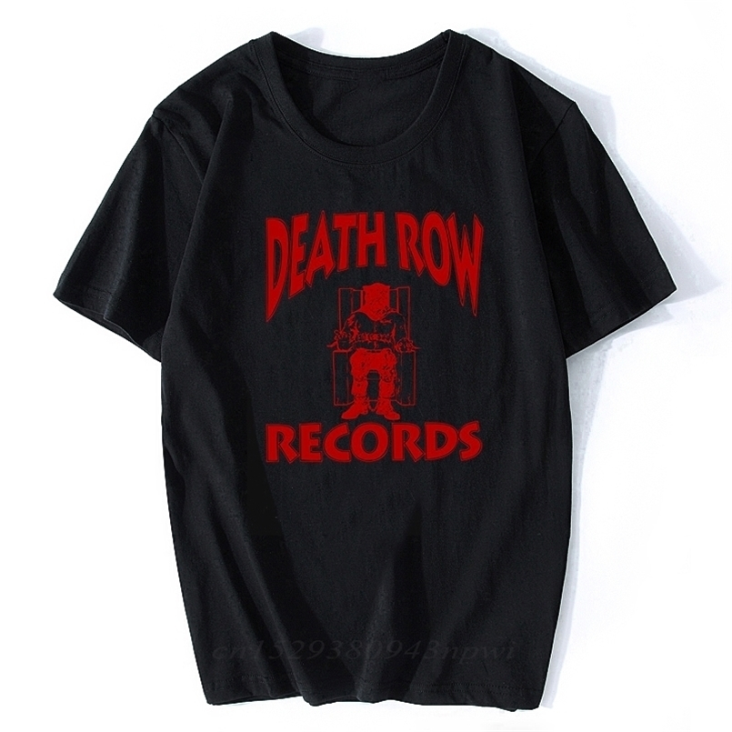 

DEATH ROW RECORDS T Shirt Men High Quality Aesthetic Cool Vintage Hip Hop T-shirt Harajuku Streetwear Camisetas Hombre 210707, Black