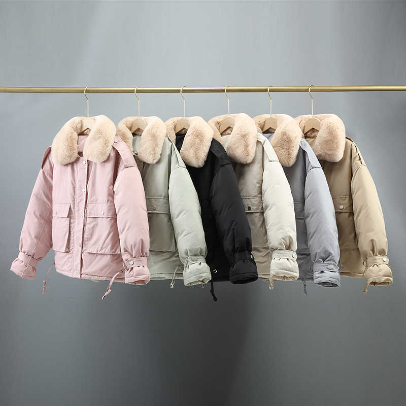 Cotton padded clothes Korean loose cotton padded jacket Parker coat women's winter short thickened zipper tooling coat 220118