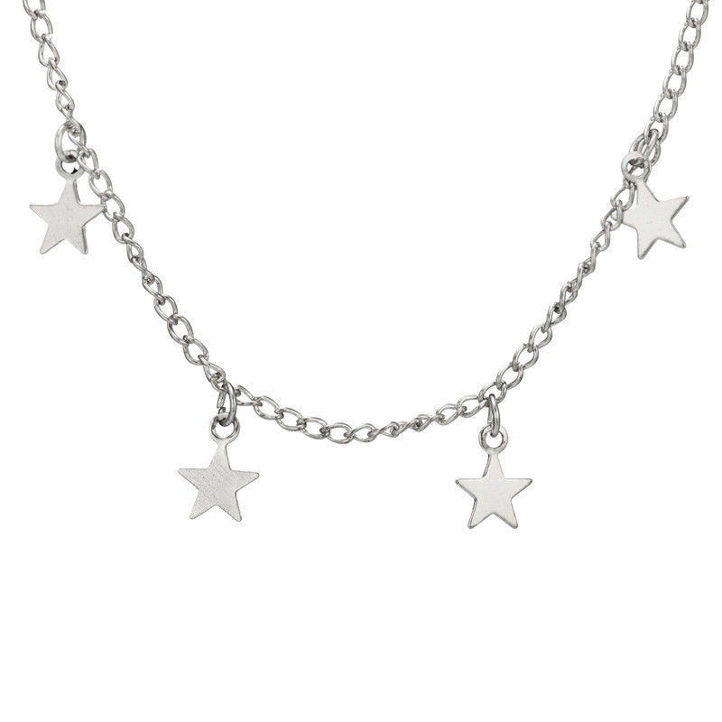 Star Choker Necklaces jewelry Disc Coin Pendant Handmade Simple 14K Gold Plated Silver Delicate Dainty Stars and Bead Chain Chokers