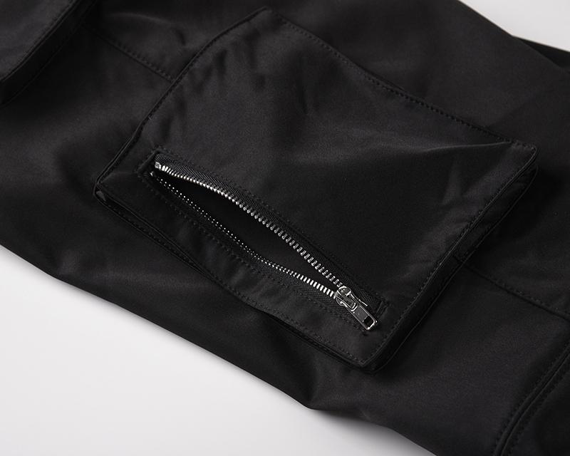 High Street Side Pockets Drawstring Black Mens Biker Pants Straight Casual Winter Cargo Boom Feet Baggy Trousers Men's