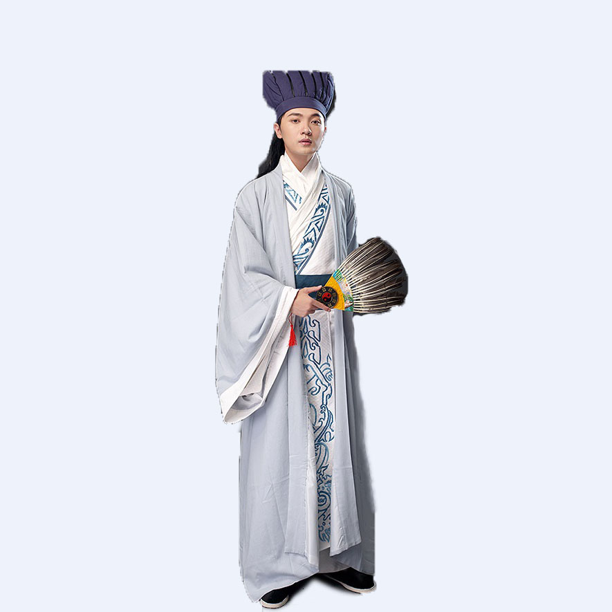 Hanfu male ethnic clothing Chinese ancient style TV Film performance stage wear Minister's apparel the Three Kingdoms period Zhuge Liang's c