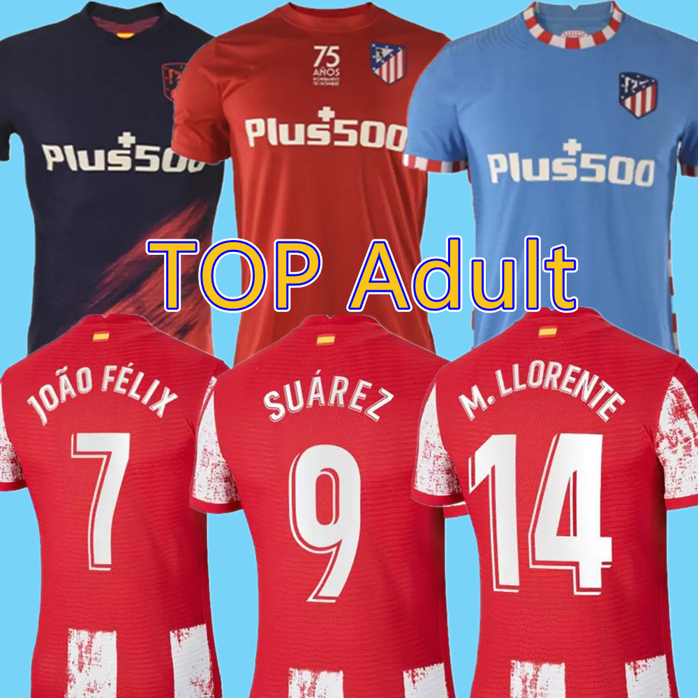 21/22 Madrid SAUL Soccer Jersey 2021 Atletico Maillots de foot Home KOKE JOAO FELIX Shirt Away CORREA LEMAR DIEGO COSTA Football uniform
21/22 Madrid SAUL Soccer Jersey 2021 Atletico Maillots de foot Home KOKE JOAO FELIX Shirt Away CORREA LEMAR DIEGO COSTA Football uniform