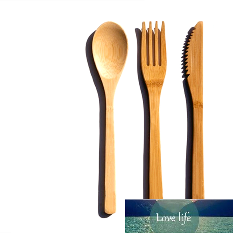 Reusable Organic Zero Waste 3-Piece BPA Free Bamboo Flatware Set Dishwasher-Safe Biodegradable Wood Cutlery Fork Spoon Knife Factory price expert desi