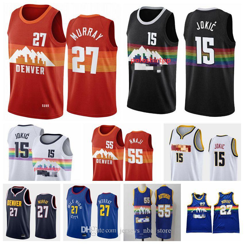 Mens Authentic 15 Jokic Jamal 27 Murray Basketball Jerseys Allen 3 Iverson Dikembe 55 Mutombo 2020/21 Swingman City New Edition Jerseys