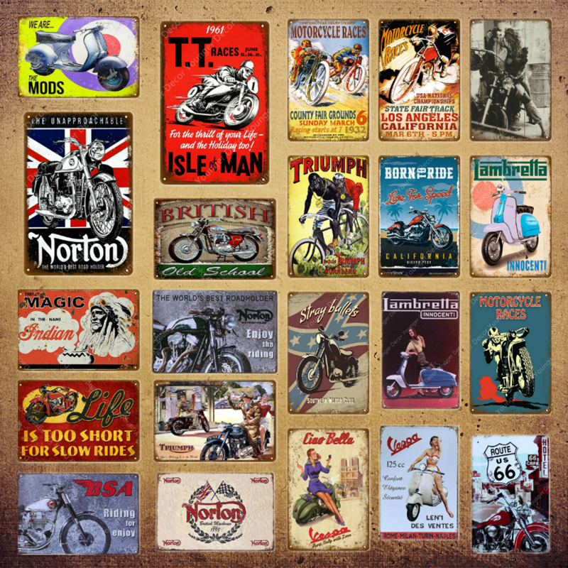 2021 American British Motorcycle Metal Painting Signs Vintage Plate For Pub Bar Cafe Home Wall Decor Norton Poster Retro Plaque
2021 American British Motorcycle Metal Painting Signs Vintage Plate For Pub Bar Cafe Home Wall Decor Norton Poster Retro Plaque