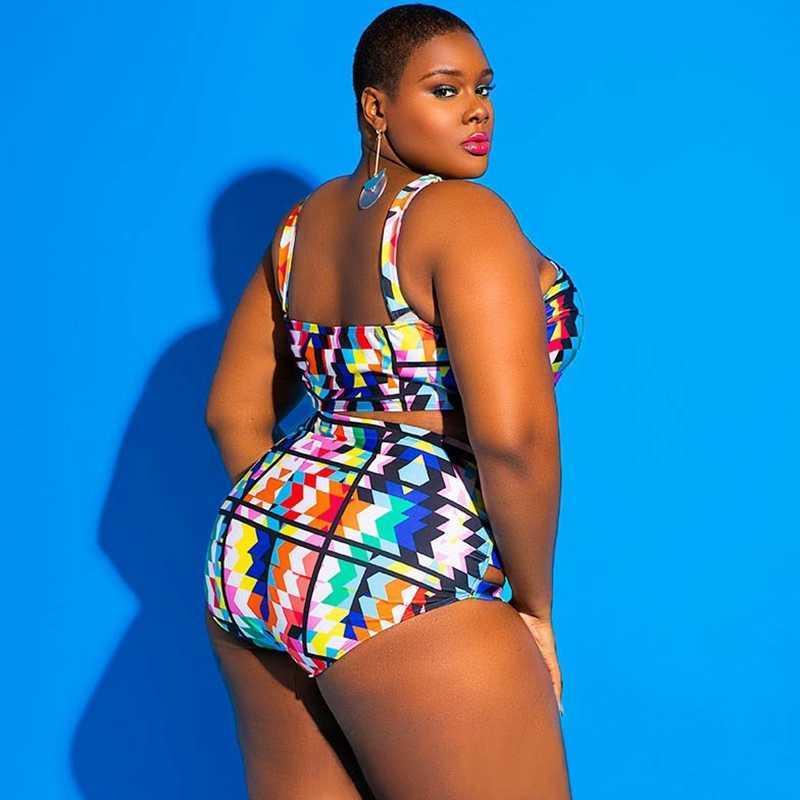 Plus Size Swimwear Bandage Cut Out Bathing Suit Women Swimsuit African Print Monokin Large Bodysuit Sexy 210611
