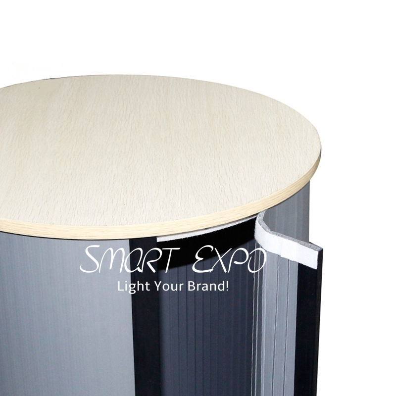 Portable Pop Up Podium Counter Table Stand Retail Supplies with Round Style Custom Print Graphic