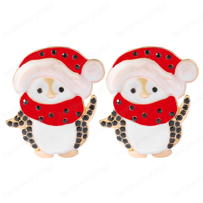 Snowman Earrings Women Festive Sparkly Rhinestone Dangle Earrings Christmas Jewelry Holiday Cheer