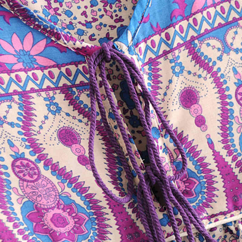 beauty Boho Floral Print Cotton Women's Midi Dress Holiday Style Beautiful Fashion Tassel Female Mini Dresses 210514