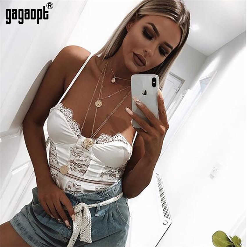 Gagaopt Lace Bodysuit Women Fashion Sexy Elegant Hallow Out Black Teddy Romper Jumpsuit Streetwear 210622