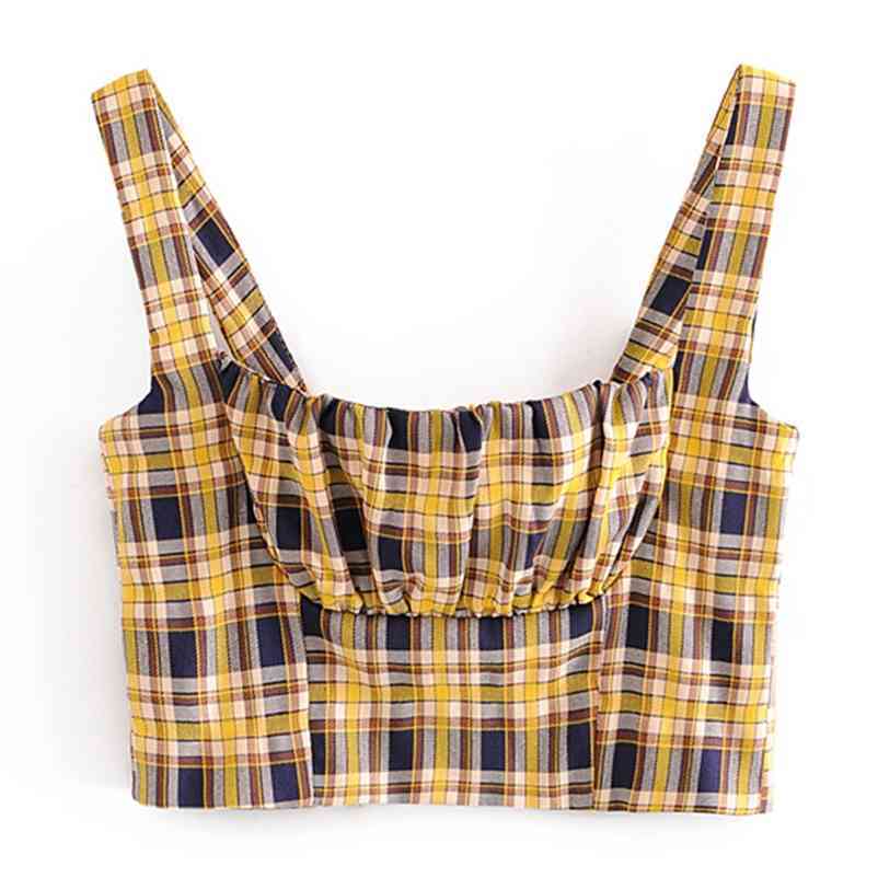 Women T-shirt Summer Strap Off-shoulder Backless Plaid Cotton Sexy Casual Crop Top Vest 210524, As the photo
Women T-shirt Summer Strap Off-shoulder Backless Plaid Cotton Sexy Casual Crop Top Vest 210524, As the photo