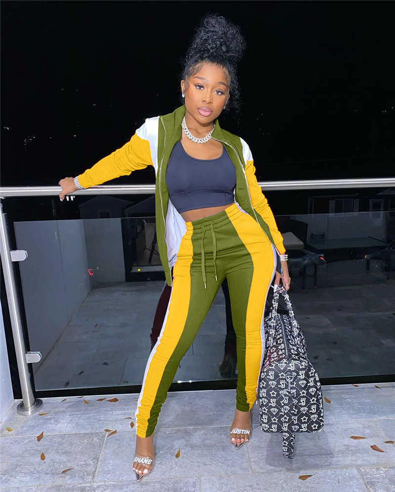 fall winter clothing women tracksuits jogger suit long sleeve outfits jacketpants panelled two piece set plus size s2xl sports suits