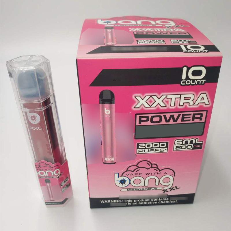 bang XXL 2000 puffs disposable electronic cigarette device puff 6ml pod vape pens pen e cigarettes vapes 800mAh 22 colours Xtra vapor
bang XXL 2000 puffs disposable electronic cigarette device puff 6ml pod vape pens pen e cigarettes vapes 800mAh 22 colours Xtra vapor