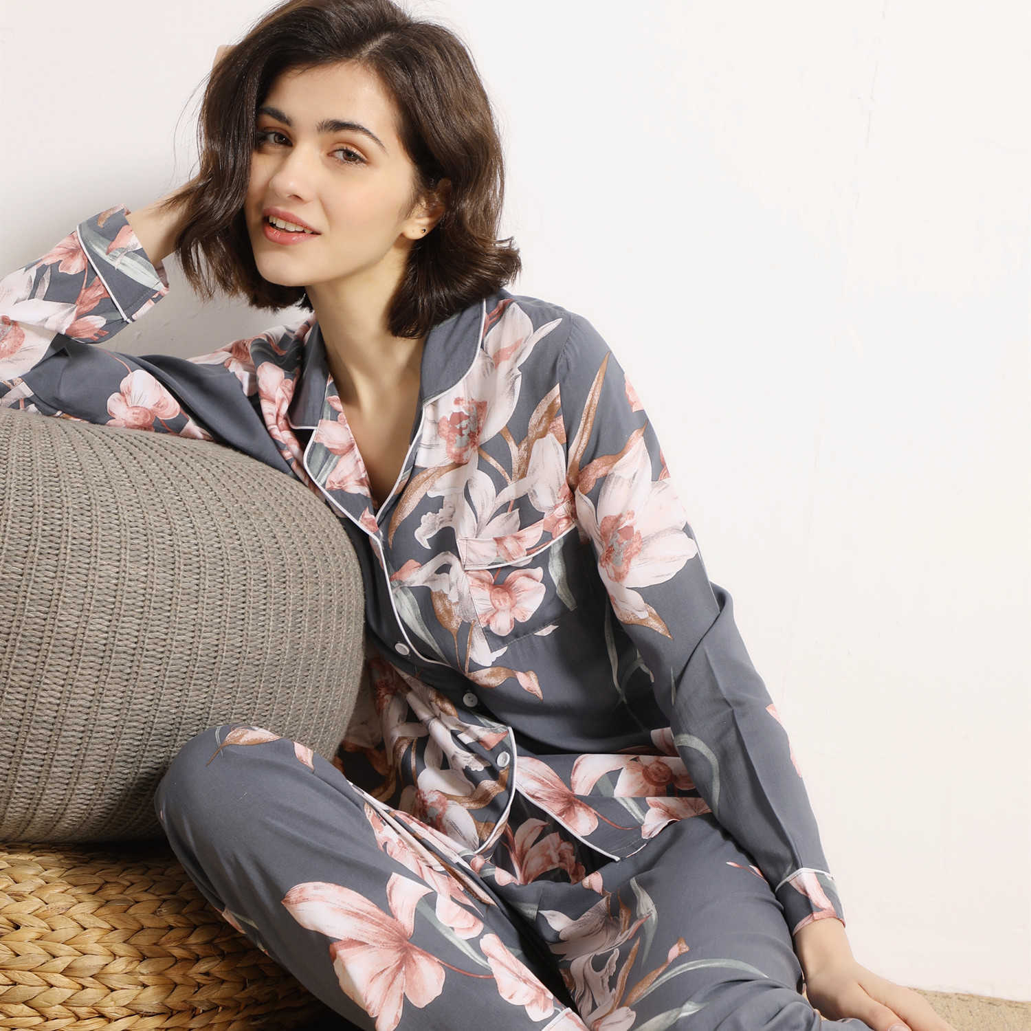 Cotton Long-sleeved Long Trousers Women Pajamas Set for Spring and Summer Autumn Comfortable Cardigan Tops Ladies Cotton Pajamas 210924