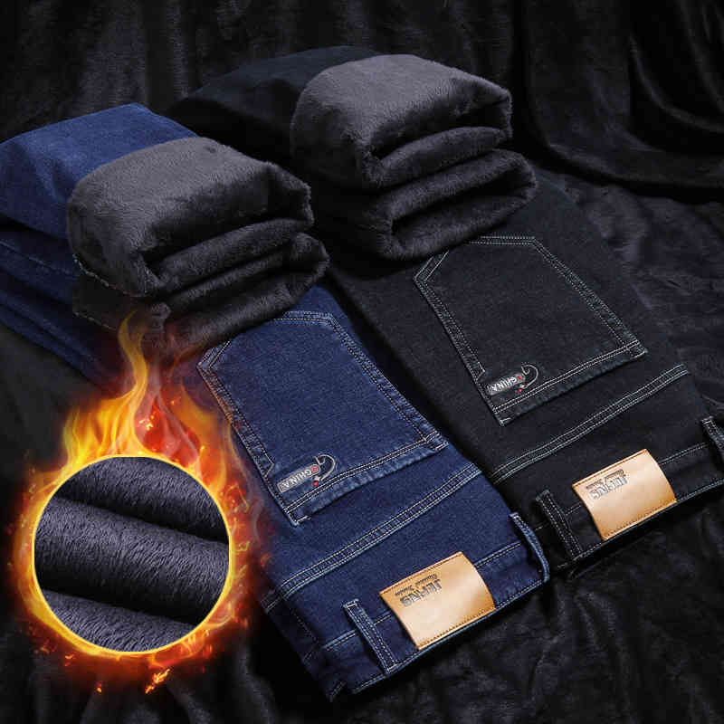 plush jeans men's winter busins loose straight elastic medium high waist warm thickened long, Blue
plush jeans men's winter busins loose straight elastic medium high waist warm thickened long, Blue