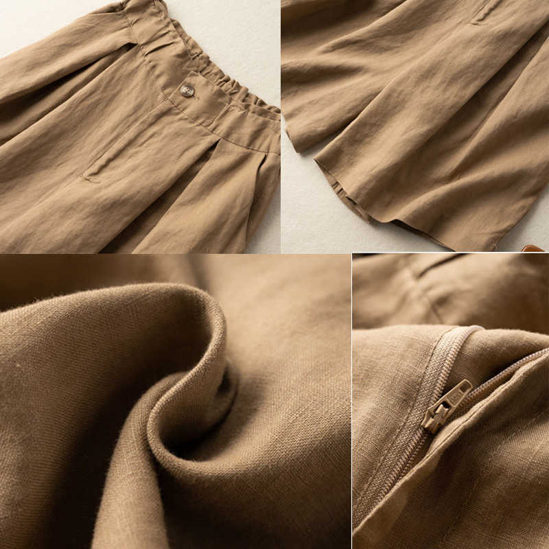 Women's Shorts with High Waisted Cotton Linen Harajuku Casual Loose Buttons Bermuda for Women Summer Plus Size 5XL 210714