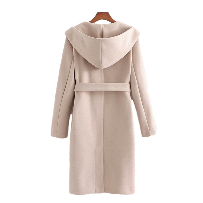 Casual Woman Oversized Sashes Hooded Woolen Coat Fashion Ladies Autumn Loose Camel Outwear Female Elegant Warm Jacket 210515