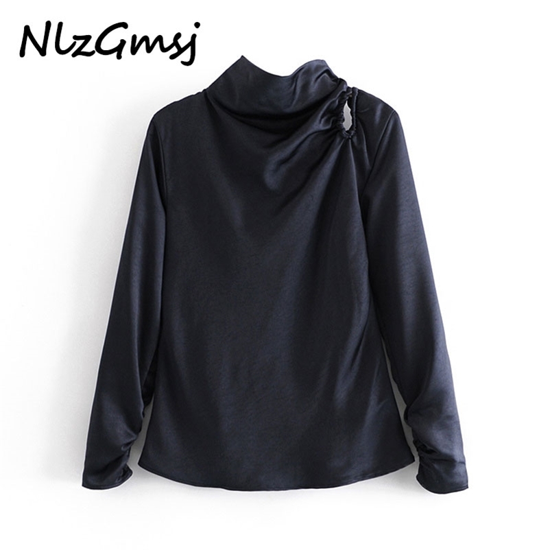 Ladies Fashion Chic Off Shoulder Blouse Women's High Neck Long Sleeve Slim Pleated Top Charming Blouses 210628, As picture
Ladies Fashion Chic Off Shoulder Blouse Women's High Neck Long Sleeve Slim Pleated Top Charming Blouses 210628, As picture