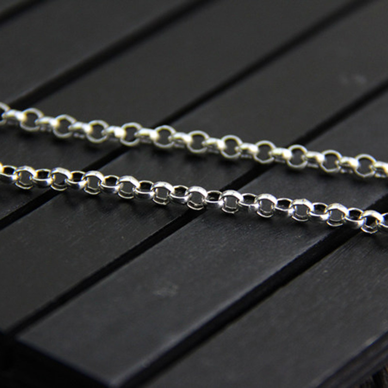 Genuine 925 Sterling Silver Sweater Chains Necklaces For Women And Men Round Shape Beaded Necklace Accessories 18-32 inch 210323